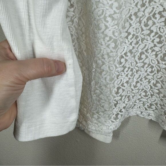 Logo By Lori Goldstein White Mixed Lace Patchwork Cardigan Open Front Large - Picture 7 of 7